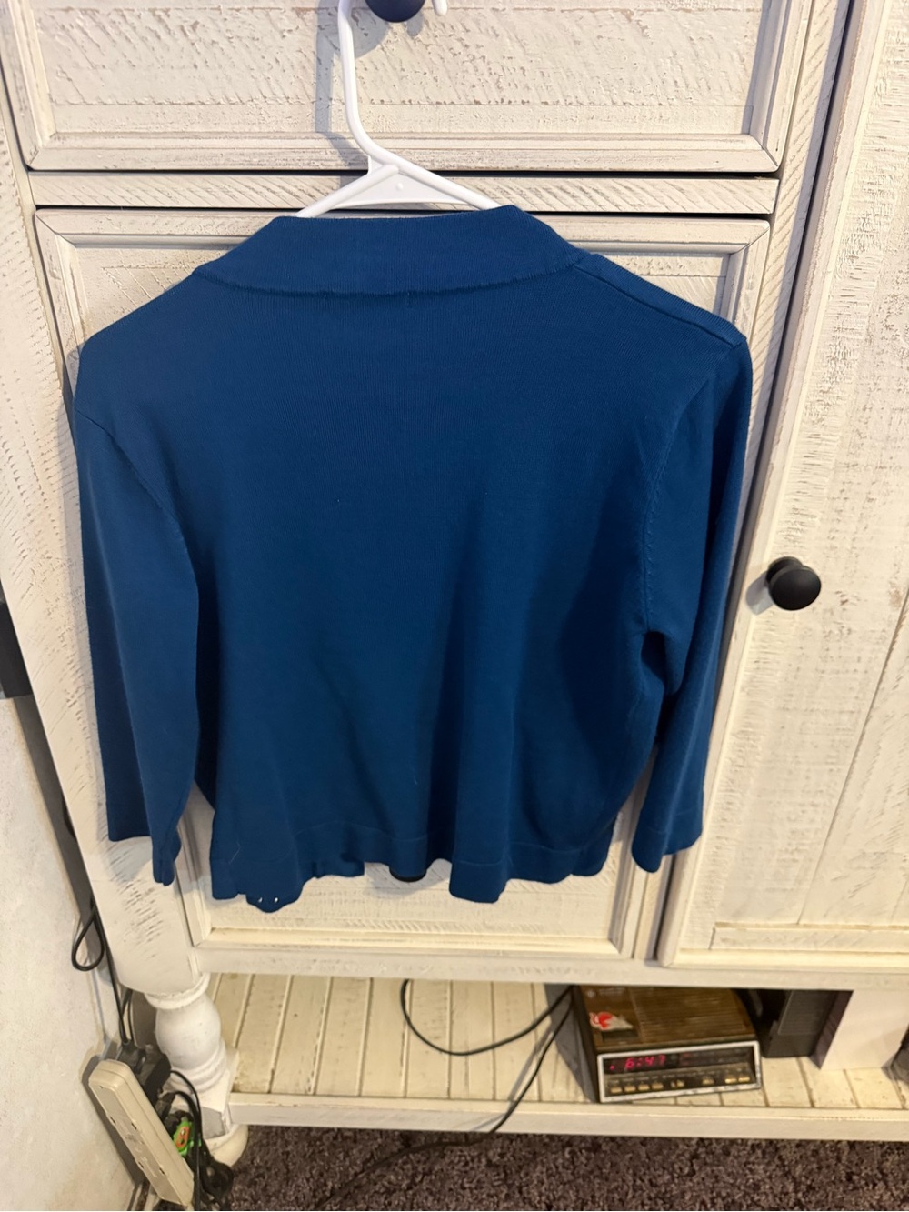 Women's Dark Blue Button-Front Cardigan Sweater